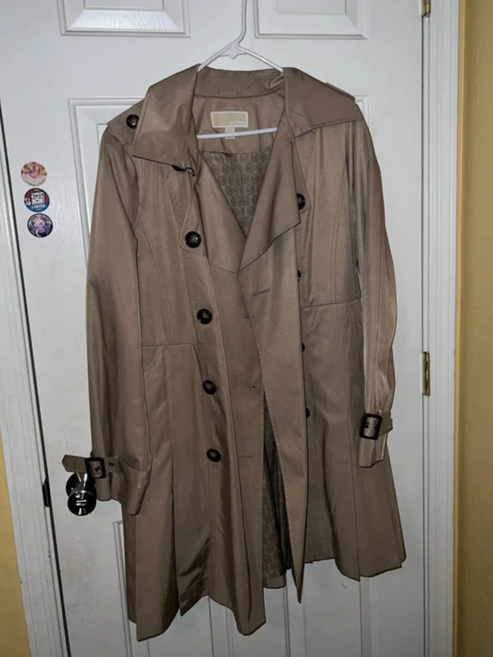 Michael Kors Taupe Double-Breasted Trench Coat